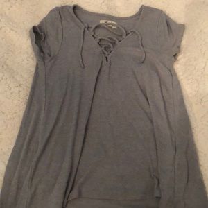 Hollister Lace Up Waffled Short Sleeve